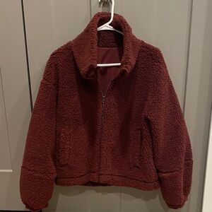 Lululemon Burgundy Sherpa Full-Zip Jacket Size 6